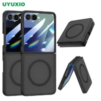 UYUXIO Magnetic Wireless Charging Mobile Phone Case for Samsung Galaxy Z Flip 7 Cases Slim Rugged Translucent Cover with Magnet