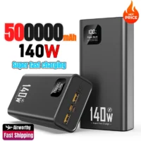 New 500000mAh Power Bank 140W Super Fast Charging Powerbank Portable External Battery Charger for iPhone Huawei Samsung Xiaomi